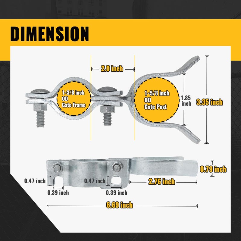 VIVIDA Chain Link Gate Latch 1-3/8"" x 1-5/8"", Gate Fork Latch Fence Latches for Gates with Padlock Hole, Galvanized Chain Link Farm Fence Gate Latches for Metal Gates, 2 PCS - Image 3